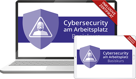 Laptop und Tablet mit Cybersecurity-Kurs
